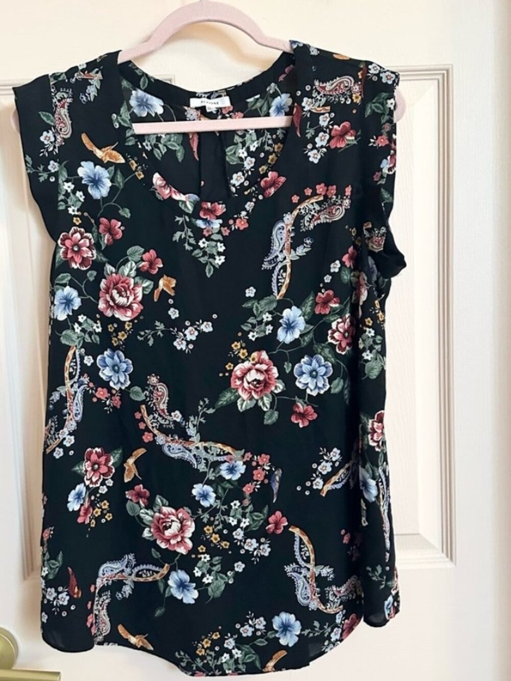 Black floral pleione top